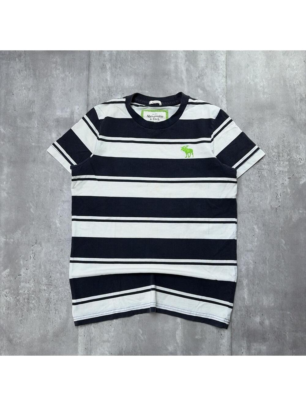 Y2K Navy Abercrombie & Fitch Grunge Striped Skater T-Shirt